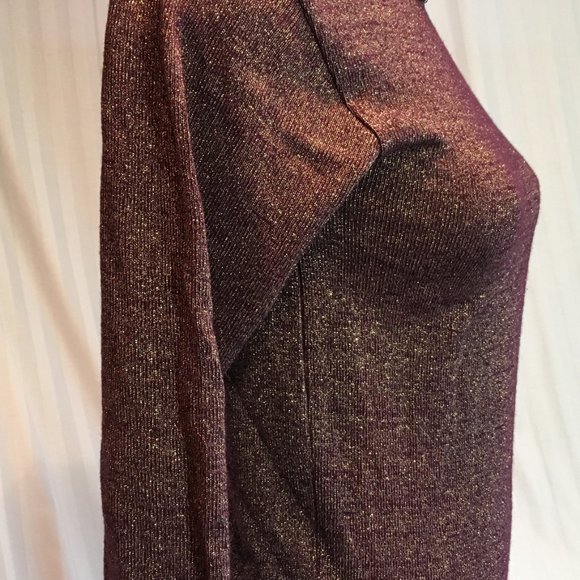 Vintage Purple Gold Sparkle Women's Tight Knit Pullover Sweater Top Fairycore - Picture 6 of 9